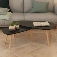 Senen Wooden Set Of 2 Coffee Tables In Black - UK