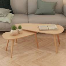 Senen Wooden Set Of 2 Coffee Tables In Brown - UK