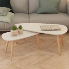 Senen Wooden Set Of 2 Coffee Tables In White - UK
