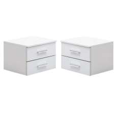 Senoia Set Of 2 High Gloss Bedside Cabinets In White - UK