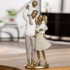Senoia Synthetic Resin Family Sculpture Set - Gold And White - UK