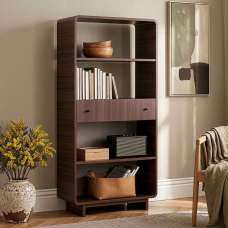 Senza Wooden Display Cabinet with 1 Drawer in Milano Walnut - UK