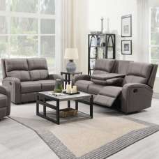 Seoul Fabric Recliner 3+2 Seater Sofa Set In Taupe - UK