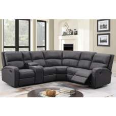 Seoul Fabric Recliner Corner Sofa Suite In Grey - UK