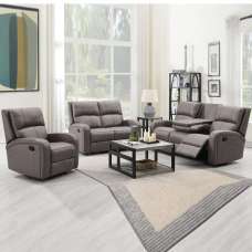 Seoul Fabric Recliner Sofa Suite In Taupe - UK