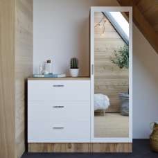 Serano Wooden Hallway With 1 Glass Door 3 Drawers In Atlantic Pine And White - UK
