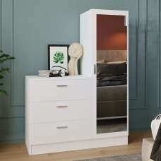 Serano Wooden Hallway With 1 Glass Door 3 Drawers In White - UK