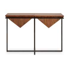 Serra Pyramid Shape Acacia Wood Console Table In Acacia - UK