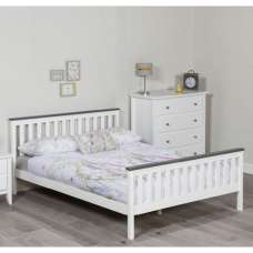 Setae Wooden Single Bed In White And Grey - UK