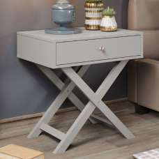 Sevilla Wooden Bedside Cabinet With 1 Drawer In Grey - UK