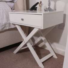 Sevilla Wooden Bedside Cabinet With 1 Drawer In White - UK