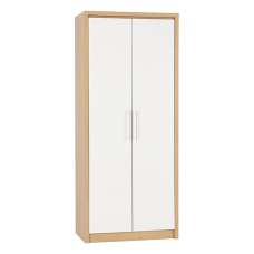 Samaira Wardrobe In White High Gloss With 2 Doors - UK