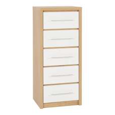 Samaira Wooden Narrow Chest OF Drawers In White High Gloss - UK