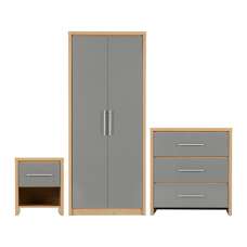 Samaira Wooden Bedroom Set In Grey High Gloss - UK