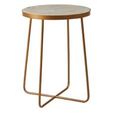 Shalom Round White Marble Top Side Table With Gold Cross Base - UK