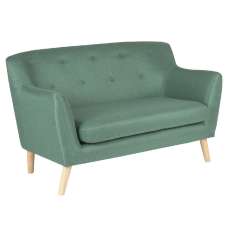 Shawnee Fabric 2 Seater Sofa With Oak Legs In Ocean Green - UK