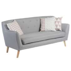 Shawnee Fabric 3 Seater Sofa With Oak Legs In Grey - UK