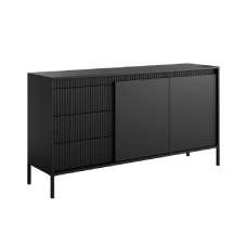 Shawnee Wooden Small Sideboard With 2 Doors 3 Drawers In Black - UK