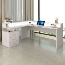 Shelbyville High Gloss Corner Laptop Desk In White - UK