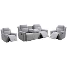 Sheridan Fabric Recliner 3+1+1 Seater Sofa Set In Light Grey - UK