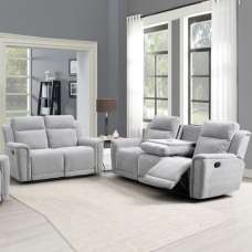 Sheridan Fabric Recliner 3+2 Seater Sofa Set In Light Grey - UK