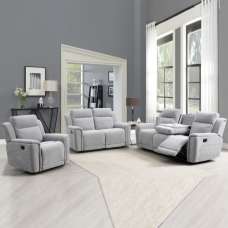 Sheridan Fabric Recliner Sofa Suite In Light Grey - UK