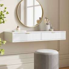 Siara Wooden Wall Mounted Dressing Table with 2 Drawers in White - UK