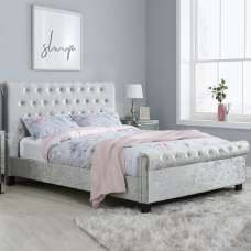 Siena Fabric Small Double Bed In Steel Crushed Velvet - UK
