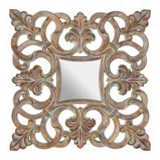 Siena Intricate Design Wall Bedroom Mirror In Antique Wood Frame - UK