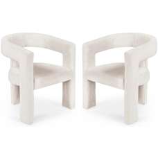 Siena White Fabric Dining Chairs - Pair - UK