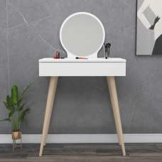 Siena Wooden Dressing Table with Mirror in White - UK