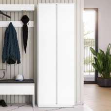 Silvis Tall Wooden Hallway Storage Cabinet With 2 Doors In White - UK