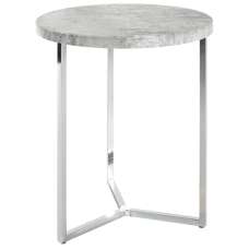 Simons Round Wooden Side Table In Concrete Effect - UK