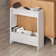 Simpi Wooden Side Table with Magazine Rack in Ancient White - UK