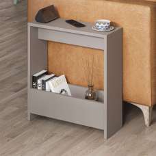 Simpi Wooden Side Table with Magazine Rack in Light Mocha - UK