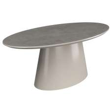 Simpsonville Wooden Oval Coffee Table In Grey Concrete Effect - UK
