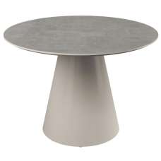 Simpsonville Wooden Round Dining Table In Grey Concrete Effect - UK
