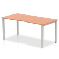 Single Large Laptop Desk In Beech With Silver Frame - UK