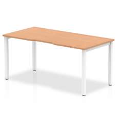 Single Large Laptop Desk In Oak With White Frame - UK