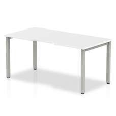 Single Large Laptop Desk In White With Silver Frame - UK
