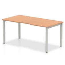 Single Medium Laptop Desk In Oak With Silver Frame - UK