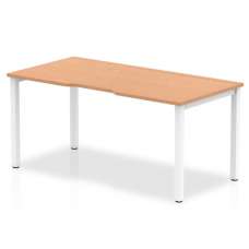Single Medium Laptop Desk In Oak With White Frame - UK