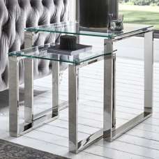 Sioux Clear Glass Nest Of 2 Tables With Stainless Steel Legs - UK