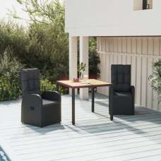 Sitka Poly Rattan 3 Piece Garden Dining Set In Black - UK