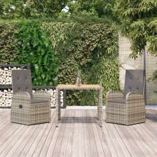 Sitka Poly Rattan 3 Piece Garden Dining Set In Grey - UK