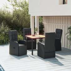 Sitka Rattan 5 Piece Garden Dining Set With Footrests In Black - UK