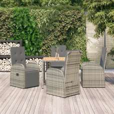 Sitka Rattan 5 Piece Garden Dining Set With Footrests In Grey - UK