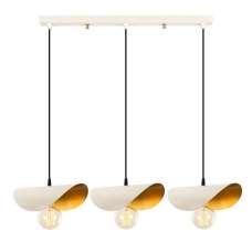 Sivani 3 Light Metal Ceiling Pendant Light in White and Gold - UK