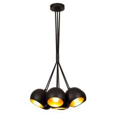 Sivani 5 Light Frustum Metal Ceiling Pendant Light in Black and Gold - UK