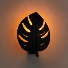 Sivani Leaf Metal Wall Lamp in Black - UK